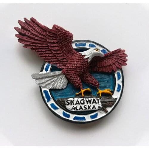 1pc Alaska Fridge Magnet USA Tourism Souvenir Resin Refrigerator Magnetic Stickers Skagway Eagle Fridge Magnet Home Decor Gifts
