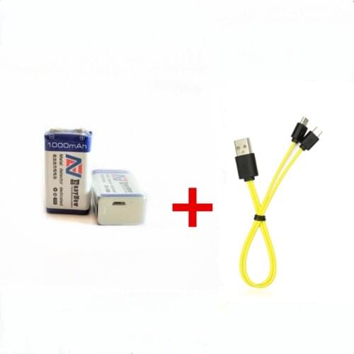 2pcs SHSEJA 1000mAh 9V rechargeable battery 6F22 USB lithium-ion battery with Micro USB fast charging cable