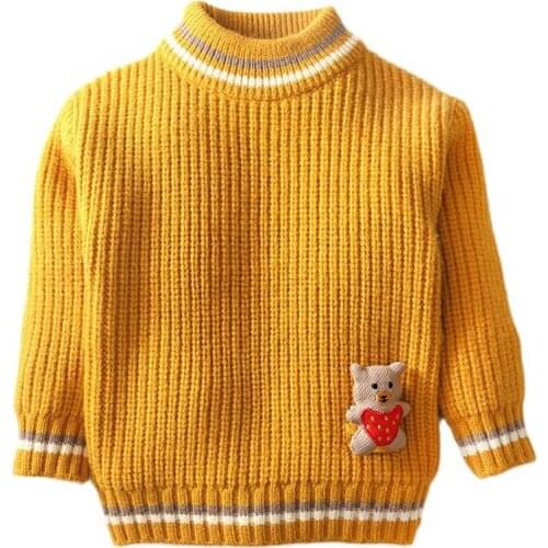 2021 Autumn Winter Kids Baby Boys Girl Christmas Knitted Cartoon Bear Solid Casual Cute Wool Pullovers Warm Thick Sweaters 1-8Y