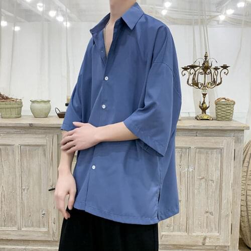 2021 Summer Mens Cargo Shirt Fashion Short Sleeve White Cotton Shirt Camisa Masculina Streetwear 5 Color Shirts Size M-3XL