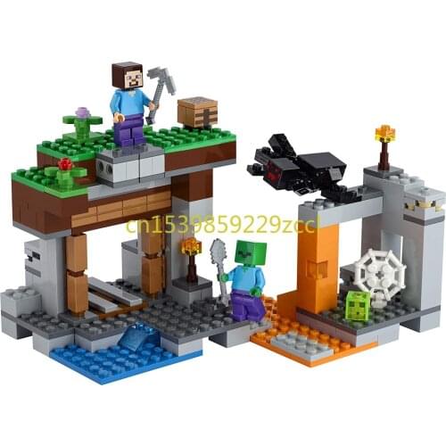 281pcs The Abandoned Mine Model 1047 Building Blocks With MyWorld Action Figures Bricks Set Gifts Educational Toys For Children