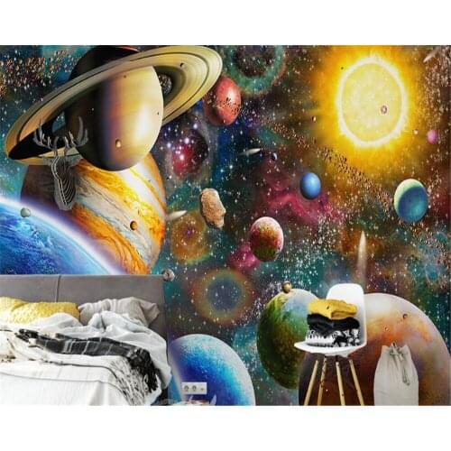 Beibehang 3D Wallpaper Space Universe Kids Room Bedroom Large Mural Living Room Bedroom TV Background wallpaper papel de parede