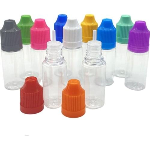 5pcs Empty Clear PET 10ML Plastic Dropper Bottles With Childproof Cap And Long Thin Tip Needle Vail For Liquid Container