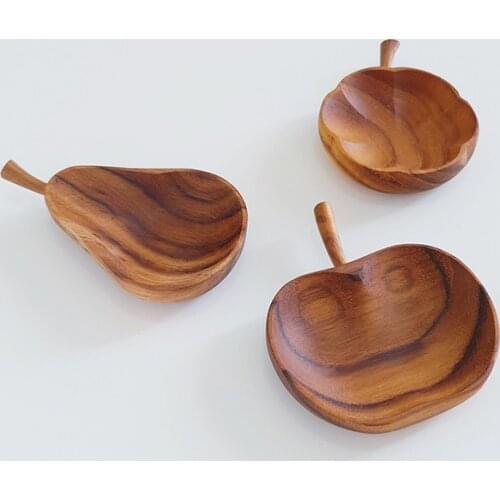 5x5cm Wooden Flower Shape Storage Tray Sauce Plate Food Snack Dessert Tea Dish Plate Dipping Sauce Seasoning Bowl Home Kitchen