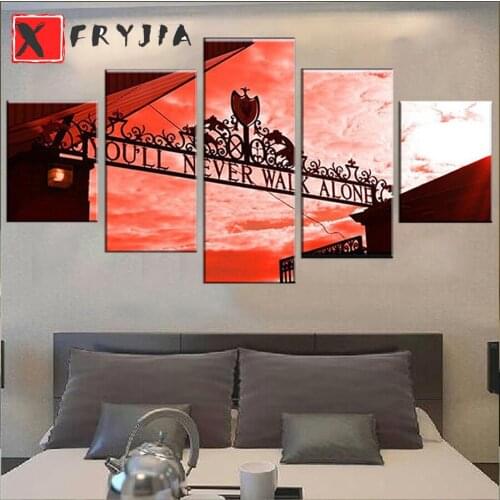 5pcs 5d full round diamond painting You'Ll Never Walk Alone Liverpool diamond mosaic full square round diamond Football Club