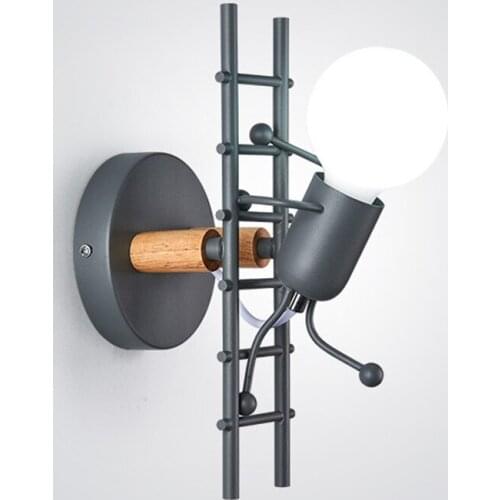 American LED wall light industrial style iron art villain stairs wall sconce children room bedroom hotel bedside light fixtures