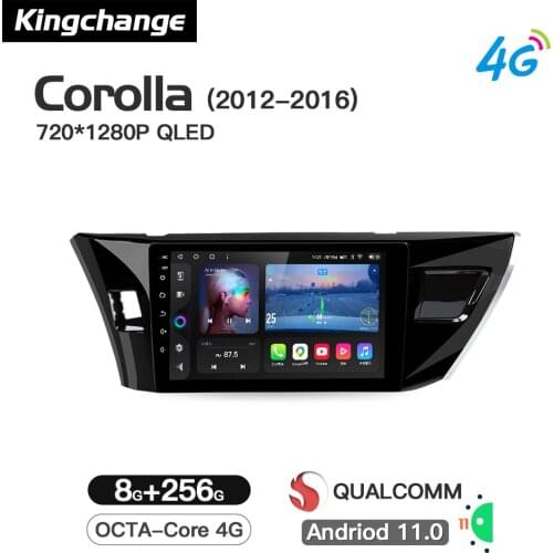 Kingchange Android 11 Car Video Multimedia Player For Toyota Corolla 2012-2016 Radio Stereo GPS Octa-Core Navigation
