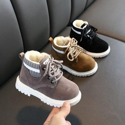 Children Casual Shoes Autumn Winter Martin Boots Boys Shoes Fashion Leather Soft Antislip Girls Boots 21-30