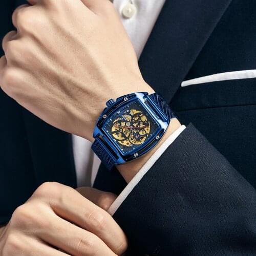 Luxury Designer Mechanical Men Watches Automatic Blue Watch Man Stainless Steel Waterproof Business Sport Mechanical Wristwatch