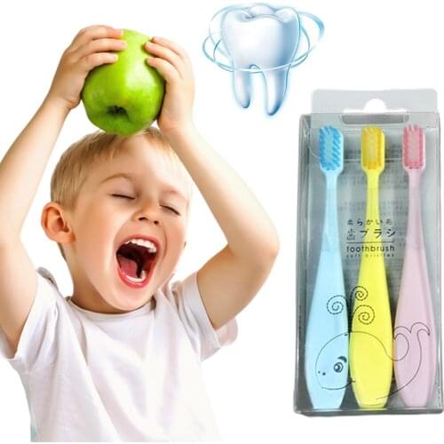 3PCS/pack Kids Soft Toothbrush Designed For Childrens Oral Candy Color Tooth Brush Baby Soft Bristles Tooth Brushes Baby Care