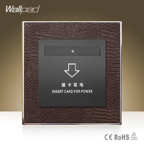 Hot Sale Wallpad Hotel Inserd Card Socket Goats Brown Leather Modular Card Power Supply Switch Free Shipping