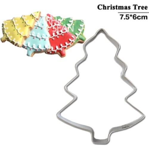 Christmas Tree Cookie Tool Cutter Mould Biscuit Press Icing Set Stamp Mold Stainless Steel Fondant Dessert Fondant Decoration