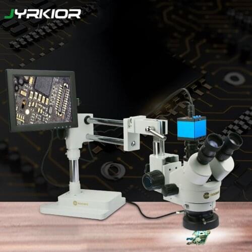Jyrkior Sunshine SZM45T-STL2 Universal Bracket 7X~45X Continuous Zoom Trinocular Stereo Microscope For Mobile Phone Repair Tool