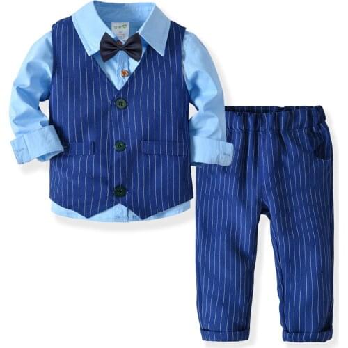4PCS Plaid School Suit for Boys Costume Kids Jacket Blazers for Boy Suits Set Formal Wear for Weddings 12M-8Y Children Clothing