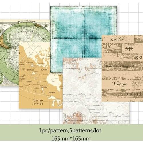 KSCRAFT 5pcs Vintage Background Stickers for Scrapbooking Happy Planner/Card Making/Journaling Project