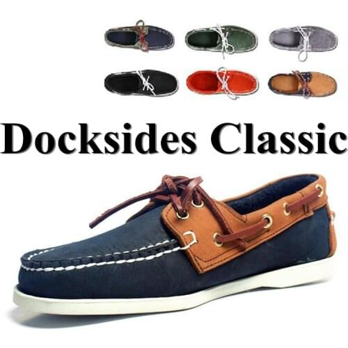 Men Genuine Leather Docksides Classic Homme Femme Boat Shoes,Plus Size 35-46 Navy Blue Brown Black Flats Loafers Women 2019A053