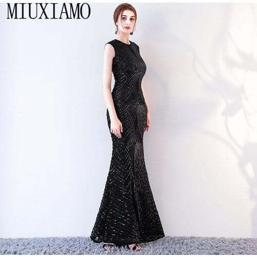 MIUXIMAO Custom Plus Size Luxury Sequined Embroidery Trumpet Maxi Dress Fashion Party Dress Elegant Long Dress Women Vestido