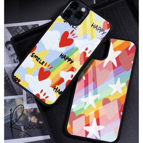 Fashion art smiley star love Phone Case Rubber for iPhone 12 11 Pro Max XS 8 7 6 6S Plus X 5S SE 2020 XR 12 Mini case