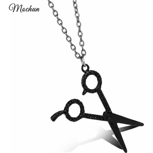 MQCHUN Black Barber Hair Dresser Scissors Shears Punk Style Pendant Necklaces Men Women Hiphop Choker Colar Fashion Jewelry 2017