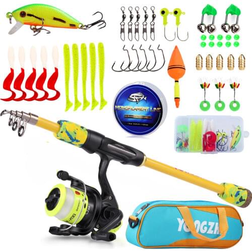 Sougayilang Mini fishing rod set small sea rod spinning reel and fishing line portable fishing bag for children beginner