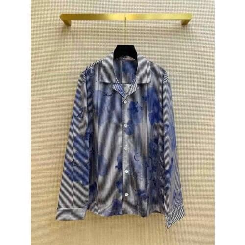 2021 new mens and womens halo dyed striped shirt, handsome and fashionable piece, wide version, very good texture