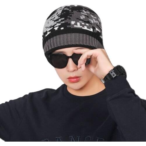 2021 New Winter Hat Mens Outdoor Cycling Travel Cold-Proof Ear Protection Plus Fleece Knitted Hat Winter Thick Warmth Hood