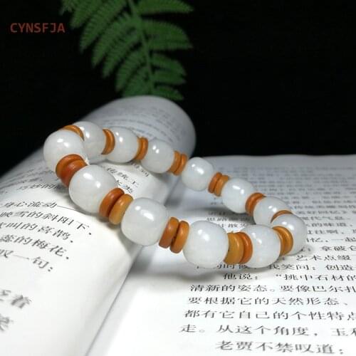 CYNSFJA New Real Certified Natural Hetian Jade Nephrite Lucky Amulets Lotus Jade Bracelets High Quality Hand Carved Best Gifts