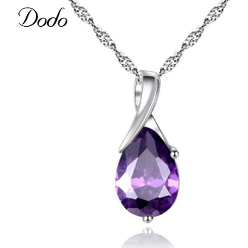 Necklace Purple Color Pendant water drop shape Crystal Necklace Womens Delicate Necklace Jewelry Ladies Trendy jewelry N155