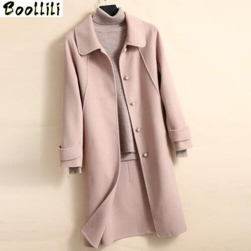 Boollili Spring Autumn Coat Women Clothes 2020 Korean Elegant Women Coat Vintage 100% Wool Coat Women Manteau Femme Casaco