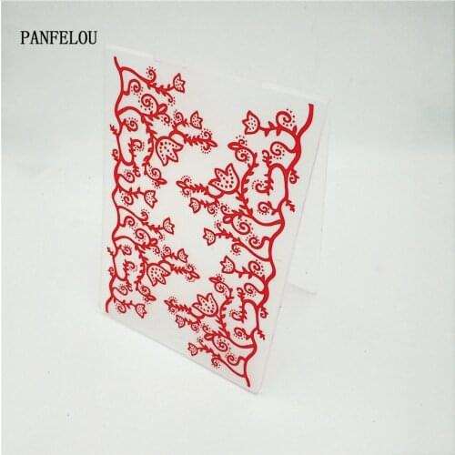 PANFELOU Lace Vines garden card Embossing folders Plastic For Scrapbooking DIY Template Fondant Cake Photo Album Card Making
