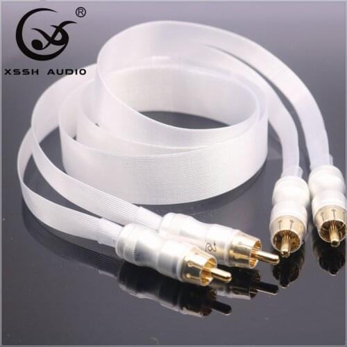 XSSHSecond-Hand HI-end High Purity RCA to RCA Metal Pure Copper Plated Gold Connector Speaker DIY finished Audio Cable Wire Cord