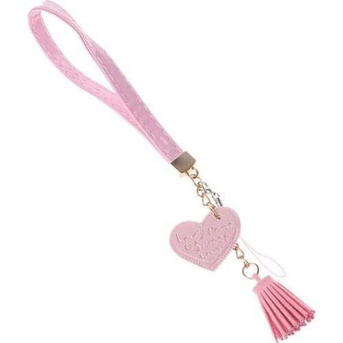 D57C Love Heart Tassel Hand Wrist Lanyard Strap String for Phone 7 8 X 6 Camera USB Flash Drives