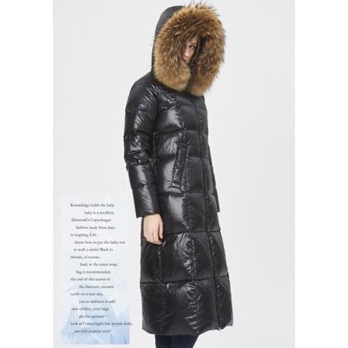 Fur Raccoon Luxury Down Coat White Duck Down Womens Winter Jackets and Coats manteau femme Long Parka Hooded Brand Design XC021