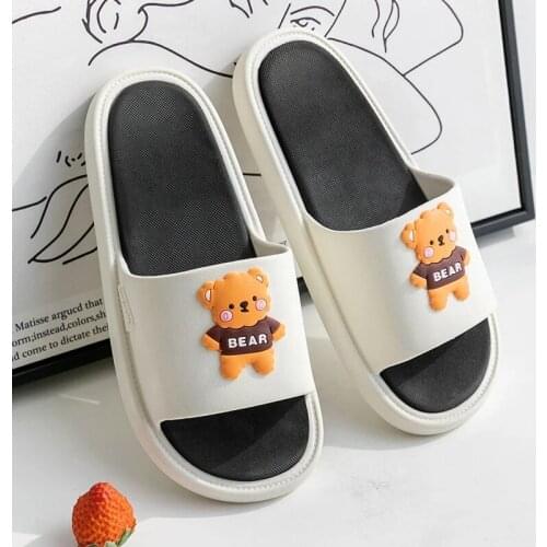 Sandals Womens Home Bathroom Non Slip Slippers Platform Kawaii Little Bear Flip Flops 2021 Summer New Soft Beach Casual Shoes