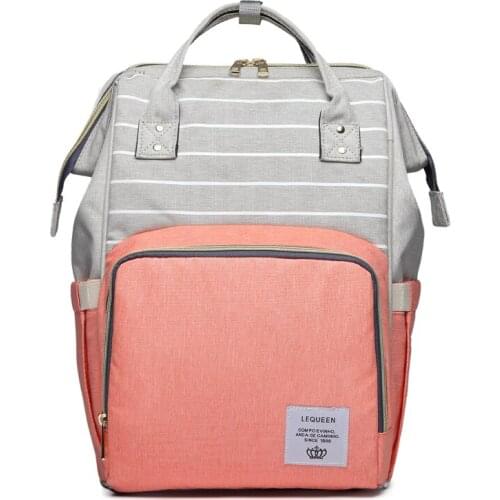 LEQUEEN Mummy Maternity Diaper Bag Striped Large Capacity Nursing Bag Travel Backpack Baby Care Nappy Backpacks for mom LPB40