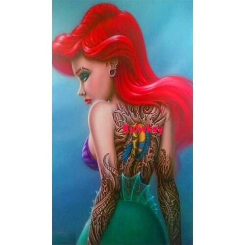 Tattoos Girl Mermaid Picture Of Rhinestones Diy Diamond Embroidery Diamond Painting Full Square Round drill Cartoon Princess gif