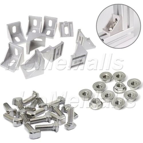 Corner Brackets Fitting Angle Aluminum L Type Connector Bracket Fasteners With Bolts and Nuts For Industrial Aluminum Profile