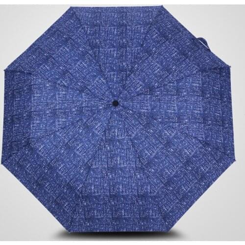 Korean literature and art retro ultralight portable men business umbrella simple blue three folding windproof strong umbrella