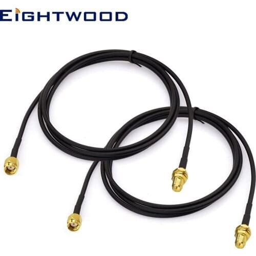 Eightwood 2pcs RP-SMA Male to RP-SMA Female RG174 WiFi Antenna Cable 1m for Wireless Mini PCI Express PCIE Network Card Adapter