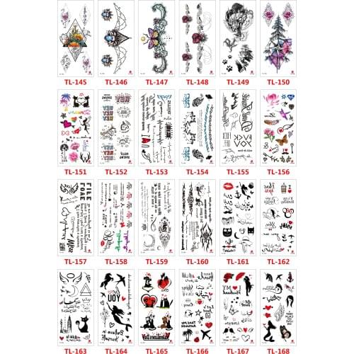 Waterproof Temporary Tattoo Sticker Flowers Unicorn Necklace Couples Designs Tattoos Body Art Arm Fake Tatoo Women Men