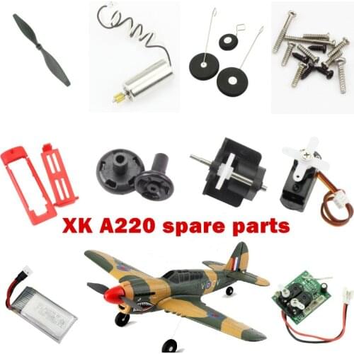 WLtoys XK A220 P40 RC Glider spare parts Remote control Propeller motor main board steering gear fan blade frame
