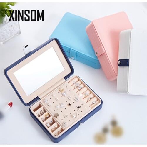 XINSOM Box Jewelry Women Girls High Capacity Necklace Earrings Rings Jewelry Storage Box Portable Travel Case Casket Wholesale