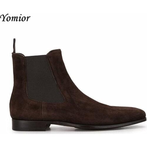 Yomior Handmade High Quality Men Shoes Casual Vintage British Designer Ankle Boots Genuine Leather Work Boots Chelsea Boots New