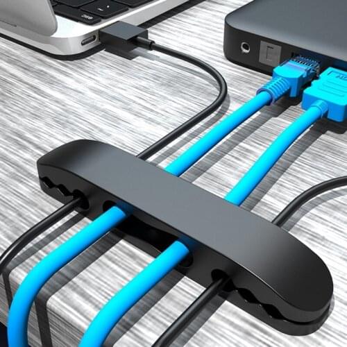 Wire Clamp Cable Holder Line Management Tie Fixer Desktop Cable Holder Cord Winder Self-Adhesive Organizer