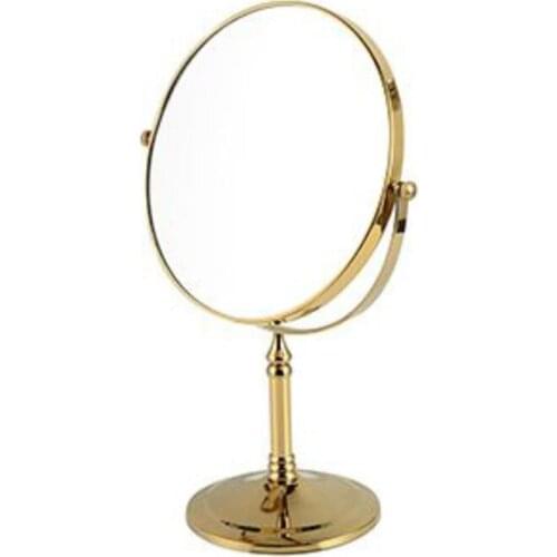Bath Mirrors 8 Inch Round Wall Mirror Table Magnifying Mirrors Makeup Cosmetic Golden Double Side Brass Mirror for Bathroom 728K
