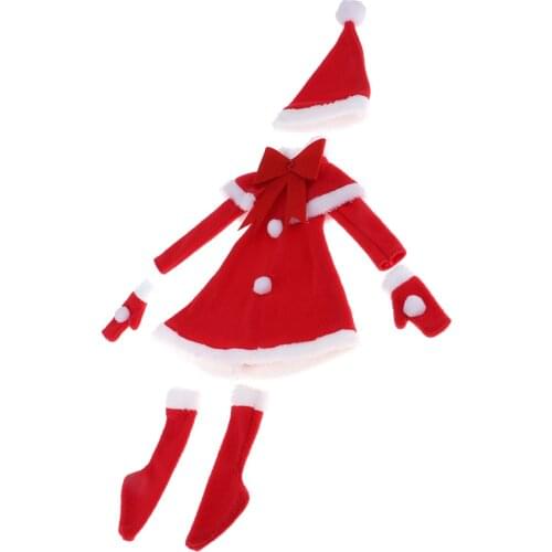 1/3 BJD Doll Outfit Christmas Festival Suit - Xmas Clothes Dress & Hat Gloves for Night Lolita for Dollfie Doll Party Clothing