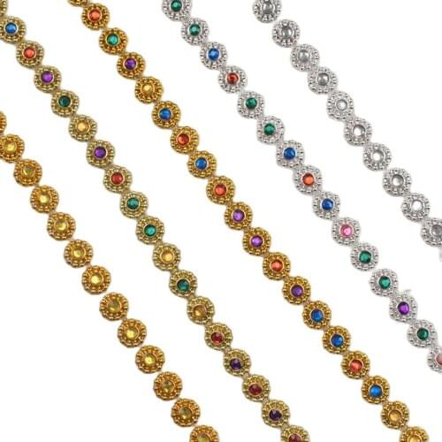 1M Silver Gold Lace Crystal Diamond Beads Sequin Fabric Beaded Trim Ribbon Doll Clothing Sewing Applique Sequins Material QZ3