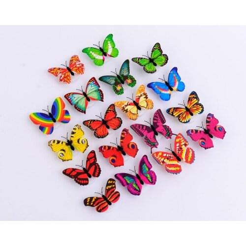1PC Flashing Lamps Novely Home Decoration Artificial Wall Nightlights Colorful Butterfly For Wedding Baby Room LED Night LF 156