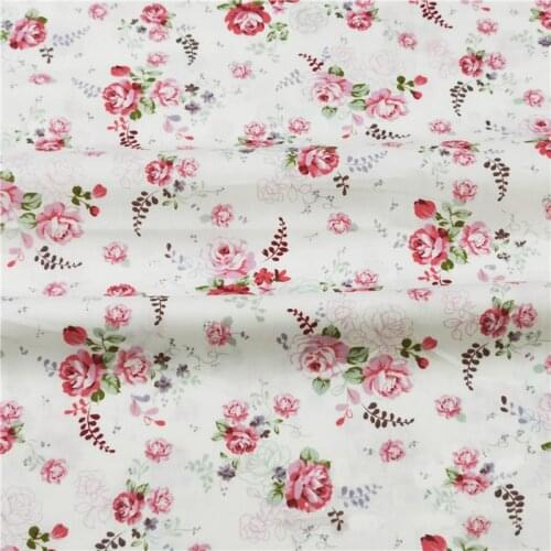 160x50cm Red Rose Twill Cotton Fabric Making Dress Pajamas Bedding Shell Handmade Home Decoration Cloth