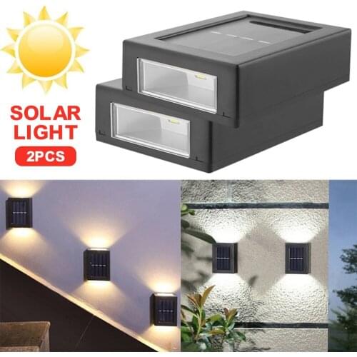 2pcs LED Wall Lamp Solar Power Up Down Lights Outdoor IP65 Waterproof Wall Mount Exterior Light for Room, Hallway, Garden